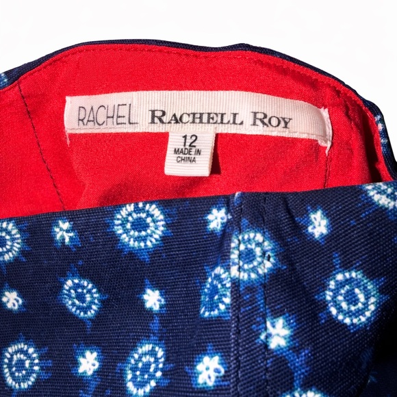 RACHEL Rachel Roy Navy Strapless Printed Mini Dress with Light Blue Motif - Picture 5 of 6